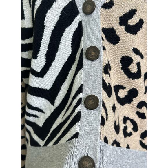Payton Primrose animal print patchwork long sleeves cardigan size Small - Picture 6 of 12